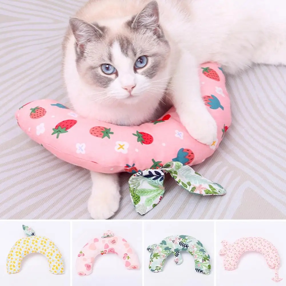 

Universal Pet Cushion Full Filling Fadeless Cherry Peach Cat Headrest U-shaped Cat Headrest Pet Supply