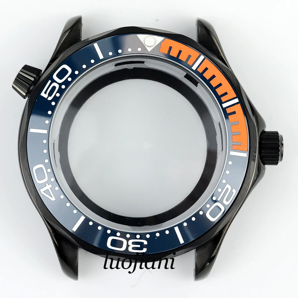 Черный корпус часов для дайвера 41 мм нержавеющая сталь водонепроницаемый Seamaster 300