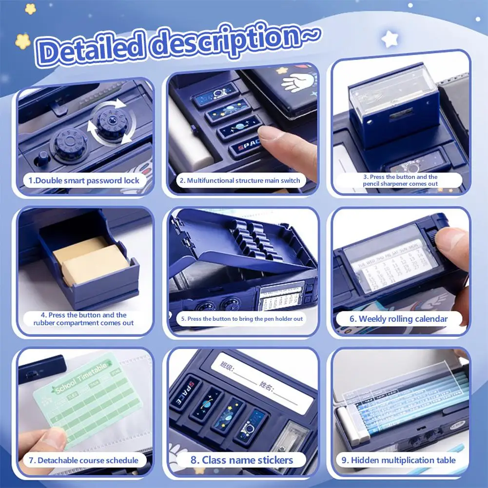 Студенческая многофункциональная двухслойная коробка для канцелярских