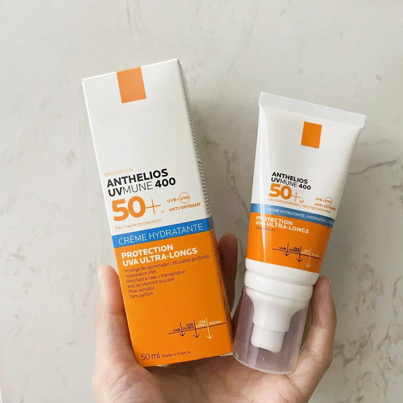 Крем для лица с зеленой этикеткой и синей контроль жирности увлажнение SPF50 +