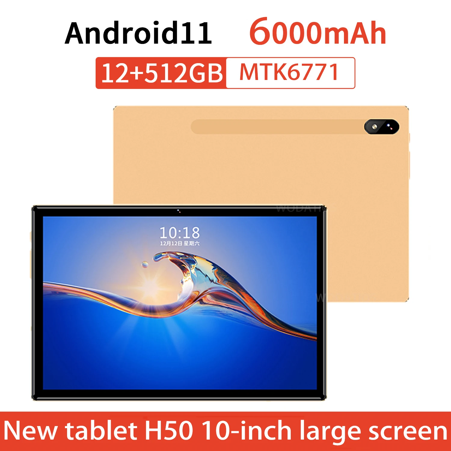 Laptop Global Version 10Inch Large Screen Tablet PC H50 Google Play Android 11 512GB Tablette GPS 6000mAh WIFI Office Study Pad