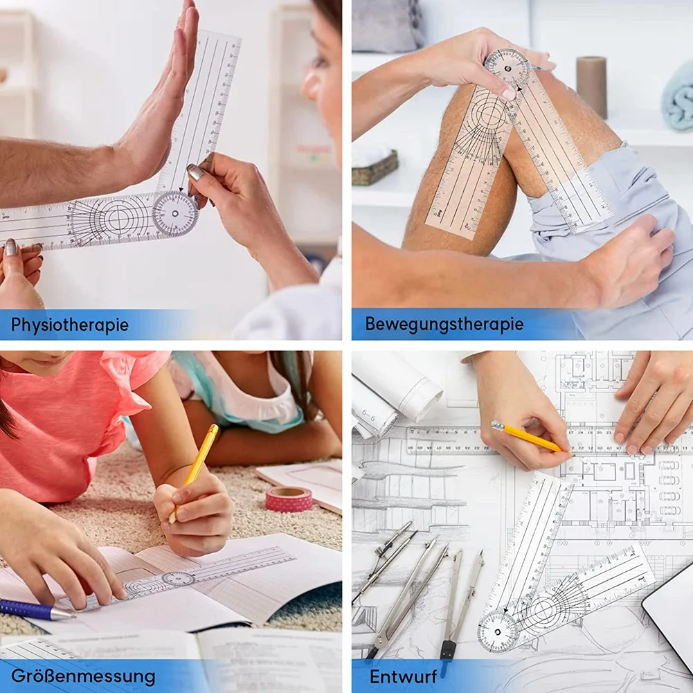 4 шт. Гониометр Физиотерапия Вращение на 360 градусов Транспортир ПВХ для