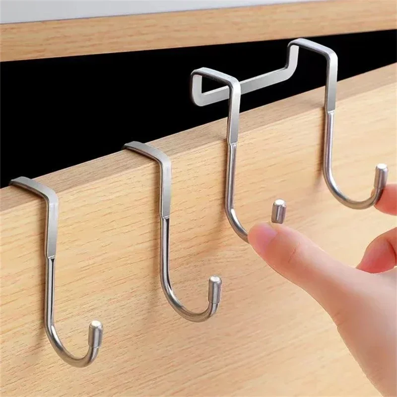 

S-Shaped 304 Stainless Steel Cabinet Door Multi-Purpose Hook Towel Hanger Hat Holders Clothing Storage Racks Kitchen Bathroom