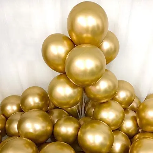 

12Inch Chrome Metallic Gold Balloons for Party 50 Pcs Thick Latex Balloons for Party Decorations (Gold)