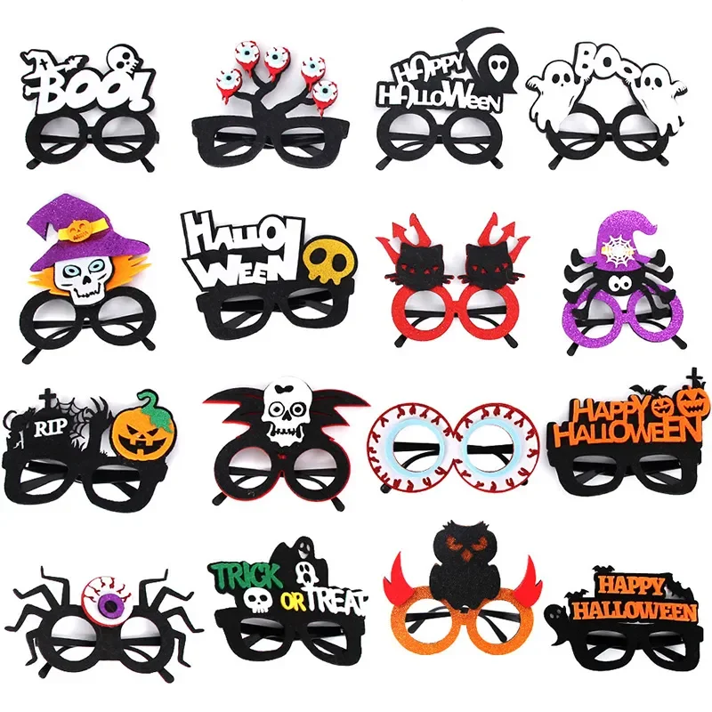 

12pcs Halloween Paper Glasses Kids Party Photo Props Funny Eyeglass Frame Halloween Birthday Decoration Party Supplies