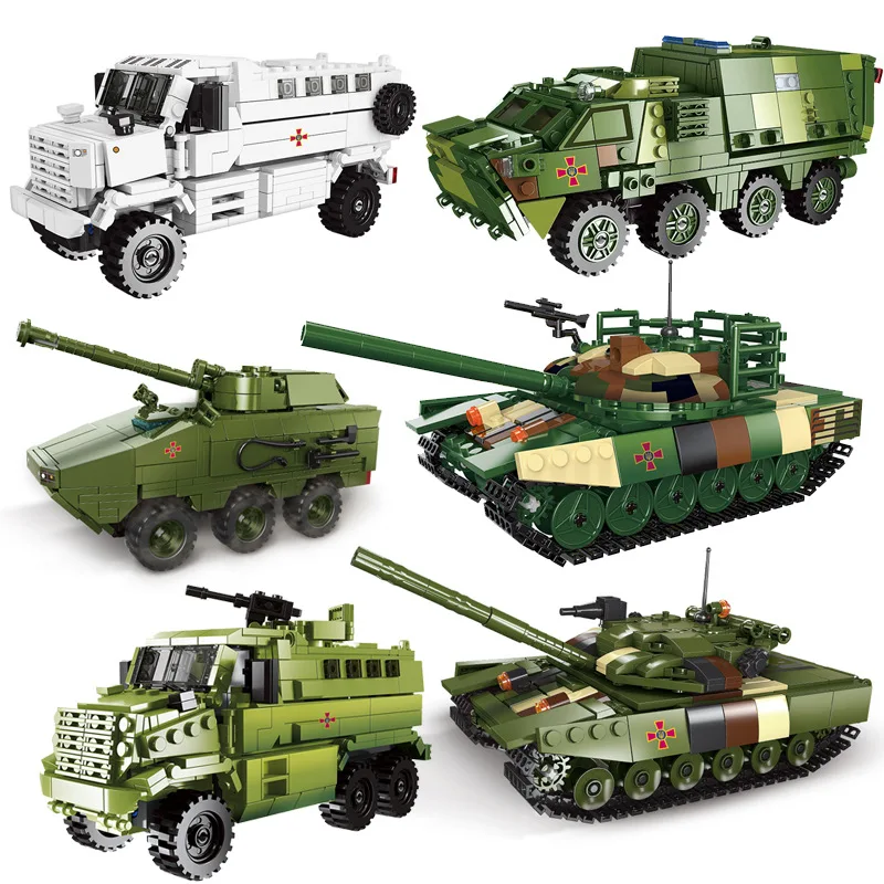 

New Xingbao Russian Military Series Armored Vehicle Transport Truck Leopard Tank Set Building Blocks MOC Bricks Educational Toys