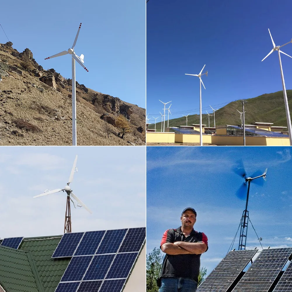 5000W 3000W 2000W Wind Turbine Generator Complete Set 48V 96V Free Energy Generators Windmill With MPPT Controller Inverter