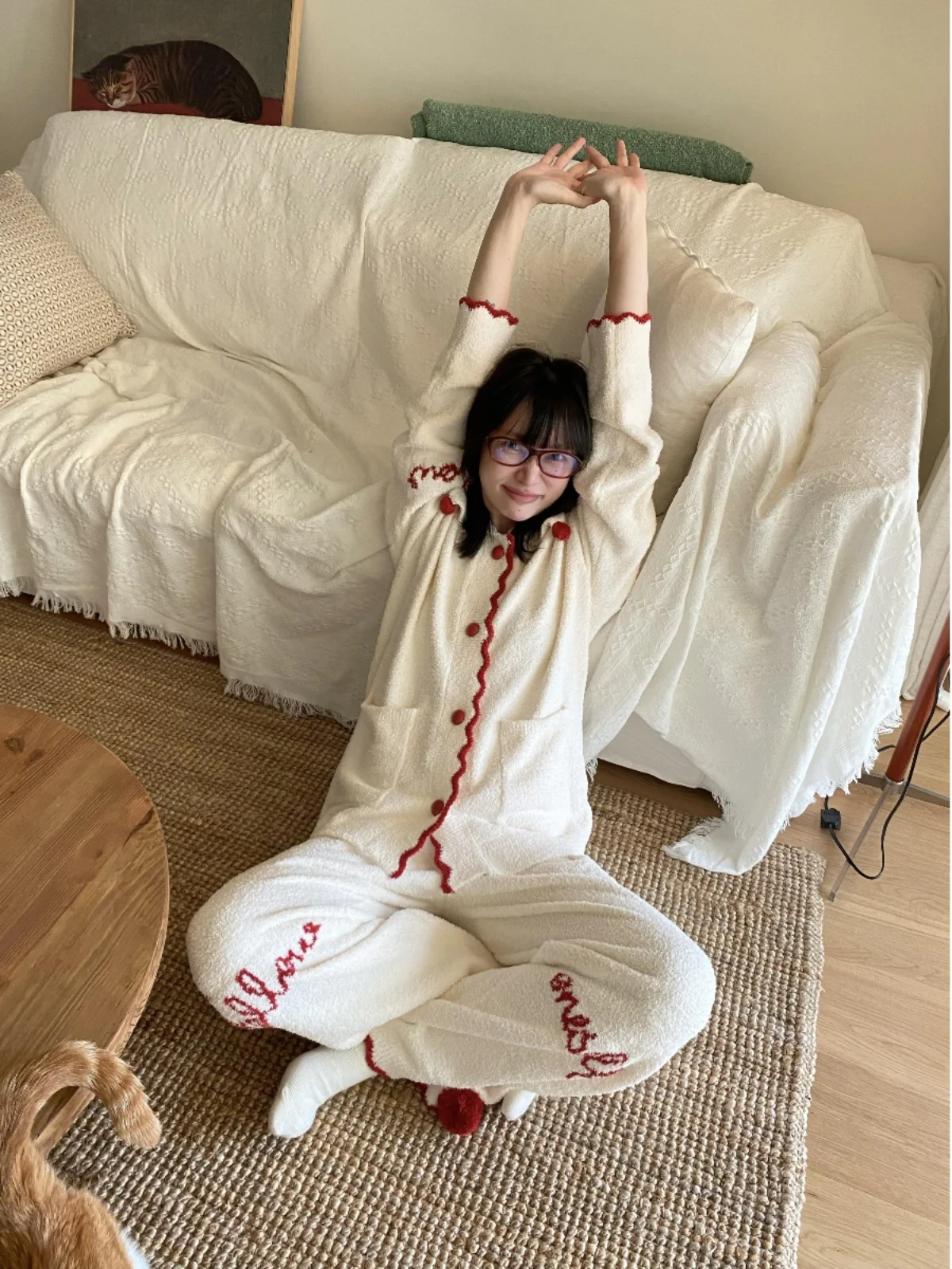 INS корейская серия полубархатные пижамы для девочек женские зимние новые