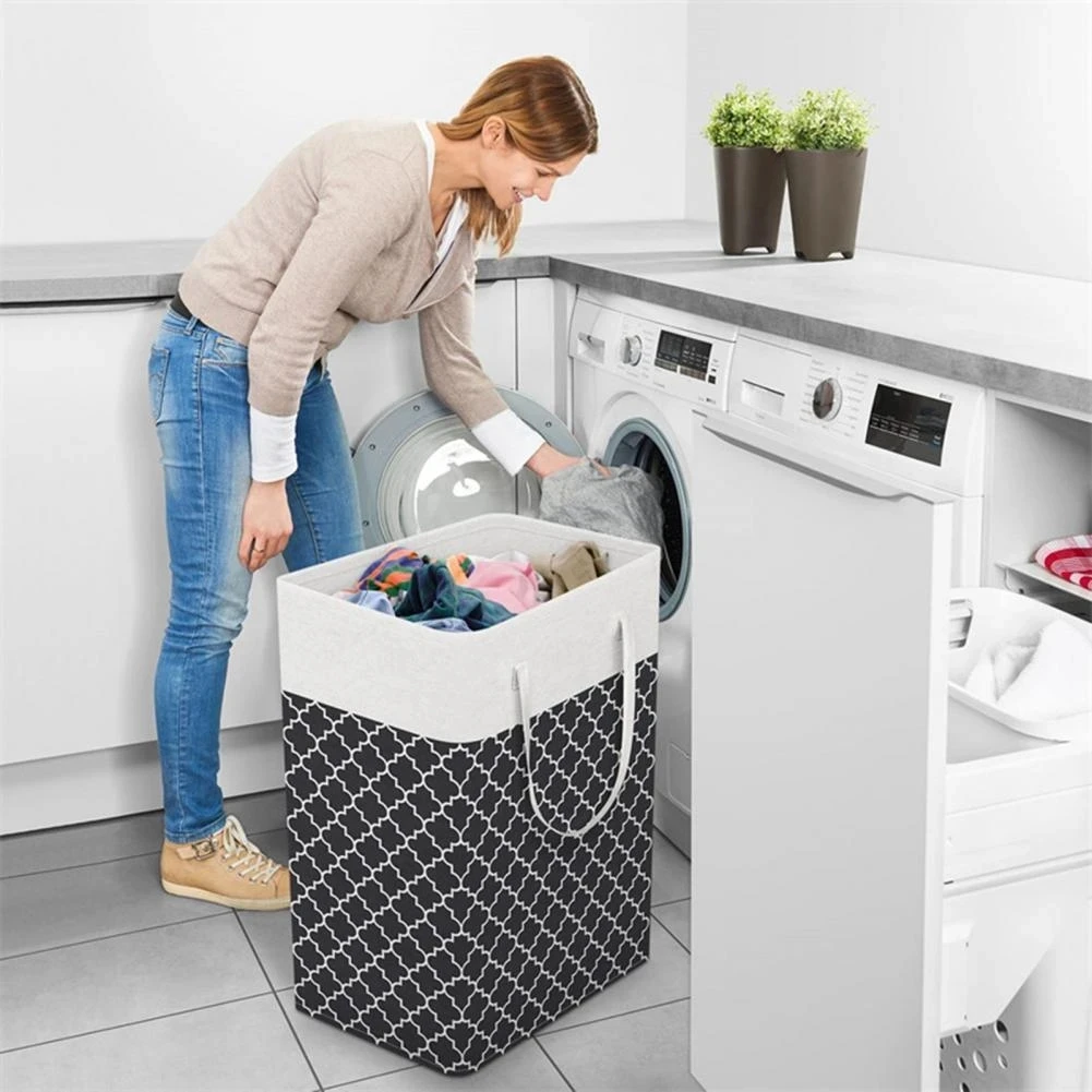 

Dirty Cloth Basket Household Bathroom Foldable Laundry Basket Dirty Cloth Storage Bucket Lantern Printed Dirty Cloth Basket