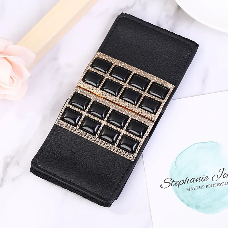 

Ремень женский широкий эластичный с металлической пряжкой, Модный дизайнерский пояс для платьев, роскошный черный