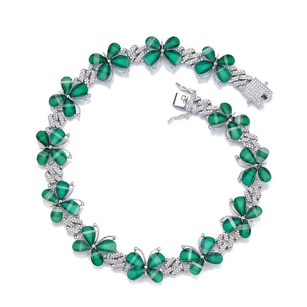 

Emerald Butterfly Necklace Ins Style