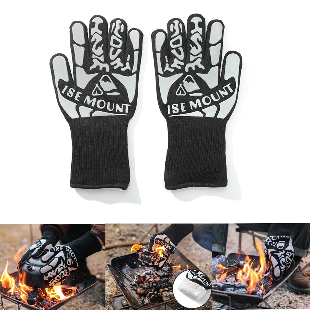 

Heat Proof Gloves For Outdoor Camping BBQ Gloves High Temperature Resistance Barbecue Gloves 800 Degree Fireproof Grill Gloves