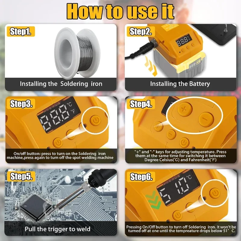 60 Вт беспроводной электрический паяльник для Makita/Dewalt/Milwaukee 20 В Аккумуляторный