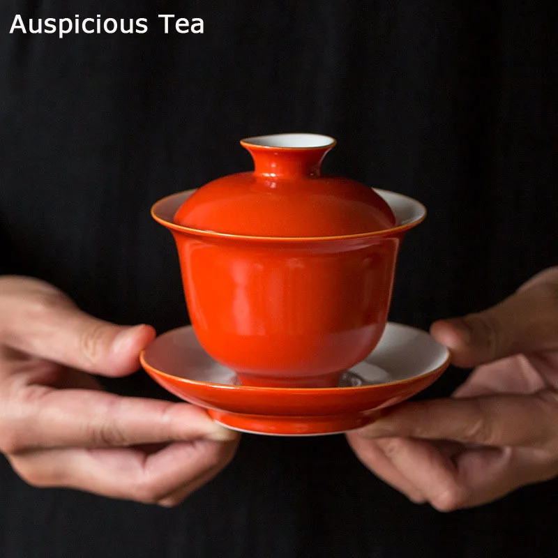 

160 мл кораллово-красная глазурованная стандартная чашка для чая ручной работы, аксессуары для чайного набора, посуда для напитков, персональная чашка, подарок