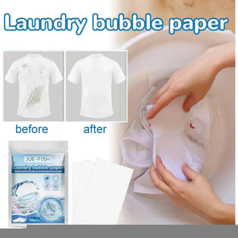 

30pcs Laundry Bubble Paper Laundry Detergent Sheets Easy Dissolve Laundry Tablets Strong Deep Cleaning Detergent Laundry Soap