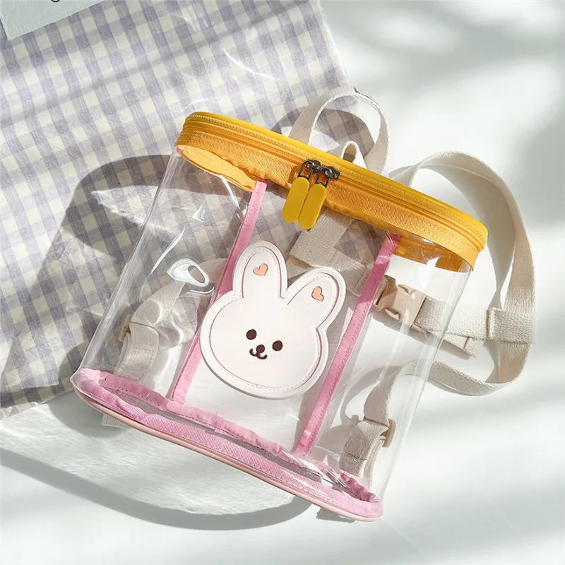 

South Korea Ins Children's Schoolbag Baby Transparent Jelly Backpack Bear Cartoon Waterproof Boy and Girl Shoulder Beach Bag