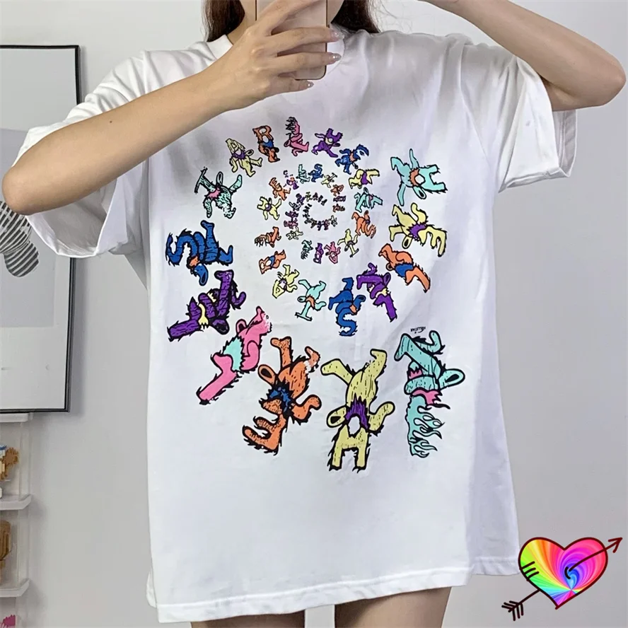 

Футболка HellStar футболка танец для мужчин и женщин, топ с принтом в виде медведя и Ада, звезды, с коротким рукавом