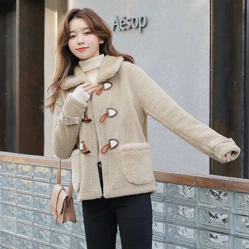 2022 Autumn And Winter New Lamb Velvet Top Imitation Fur Jacket Ladies Jacket Loose Fashion Korean Temperament Woolen Jacket