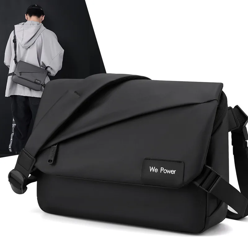 Men's Simple Messenger Bag Fashion Shoulder Large Capacity Waterproof Business Briefcase Crossbody Bags for Men Nylon Leather