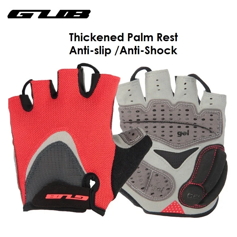 

Gub Men Cycling Gloves Half Finger Black Shockproof Summer Sport Gloves Breathable Anti-Shock Gloves With Thick Palm Pads
