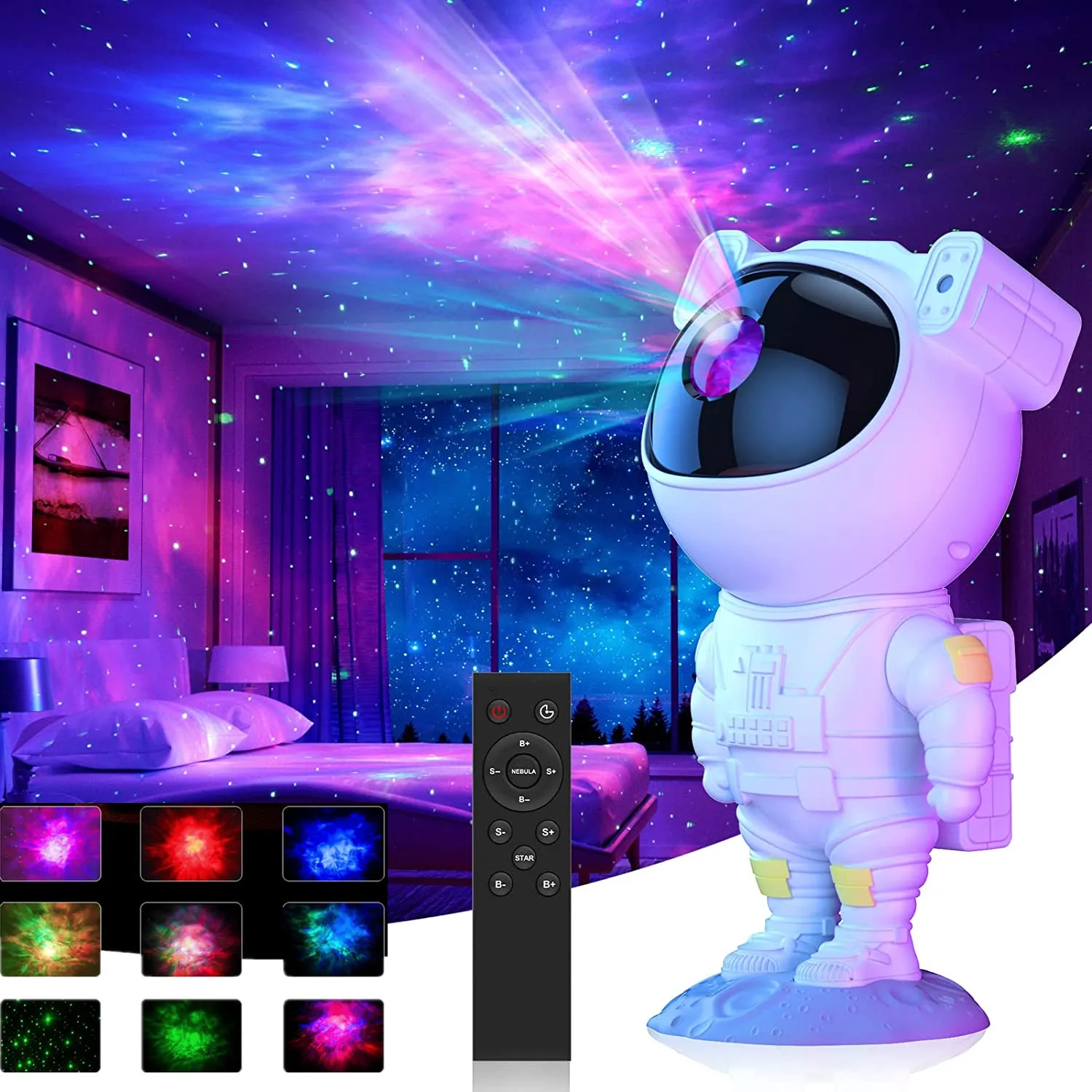 LED Galaxy Projector Night Lights with Remote Astronaut Starry Sky Projection Lamp for Children Adult Gift Home Room Decoration