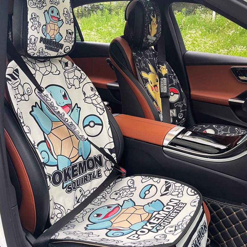 

Аниме Покемон Пикачу Сквиртл кавайная Автомобильная подушка Всесезонная универсальная хлопковая льняная защита сиденья дышащая подушка для сиденья