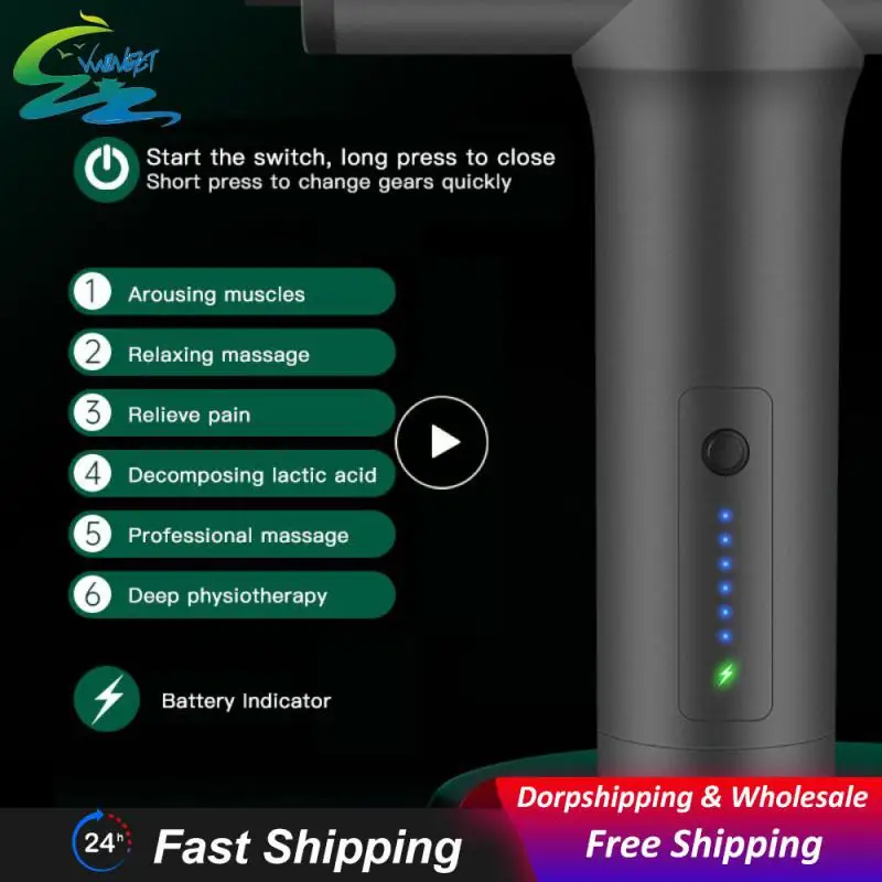 

Mini Electric Neck Massager 6th Gear Massage Gun Portable Fascial Gun Fitness Denoise