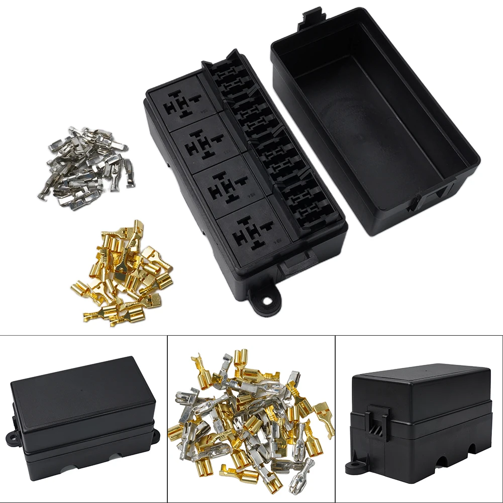 

Durable 12 Way Blade Fuse Box W/ Paddle/Fuse Terminal 4 Pin 12V40A Relay For Car Marine Boats Electrical Equipment