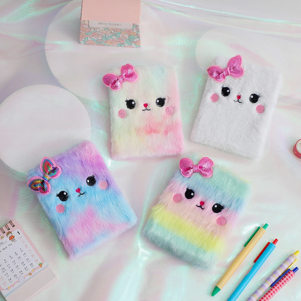 

Kawaii Cute Planner Stationery Notepads Fur Girls Bow Notebook Daily For Line Cat Mini School Gift Papeleria Study Kid's