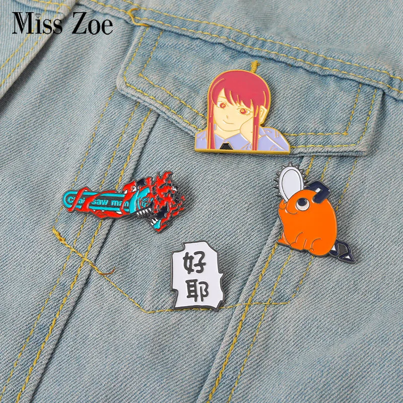 

Chainsaw Man Enamel Pins Custom Pochita Makima Brooches Lapel Badges Cartoon Icons Anime Jewelry Gift for Fans Friends