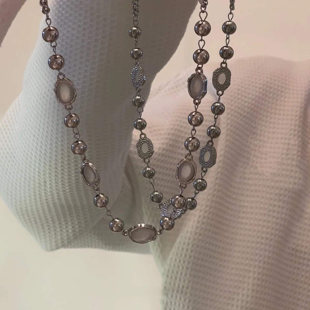  Design Opal Patchwork Titanium Steel Chain Hip Hop Sle Men's Necklace Women High-Grade Light Luxury 2024