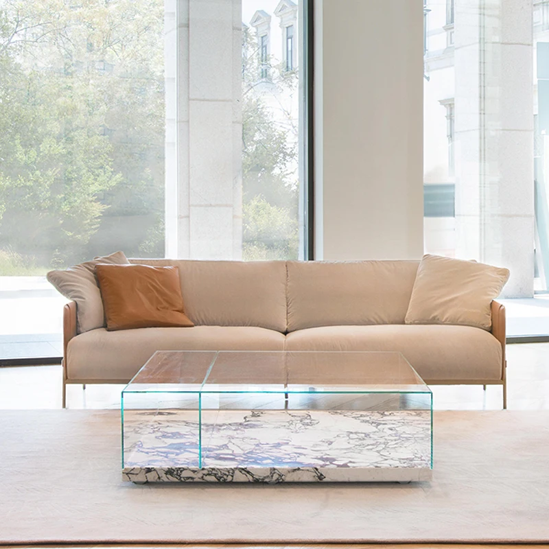 

Fabric sofa chair Italian style light luxury home living room stainless steel leather fabric sofa high-end customization