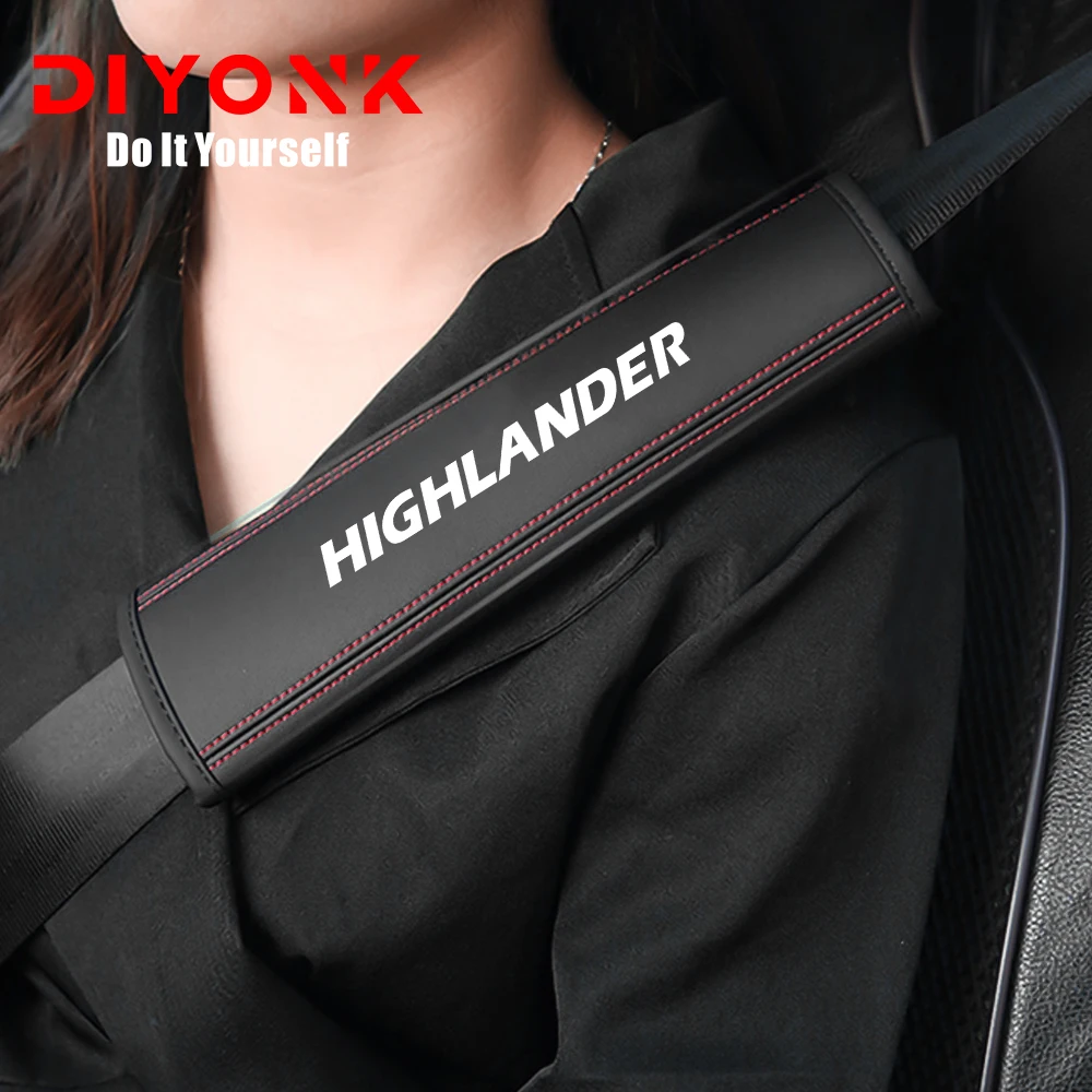 

1/2pcs Car PU Leather Seat Belt Protect Cover Safety Breathable Shoulder Pad For Toyota Highlander XU70 2021 Kluger Accessories