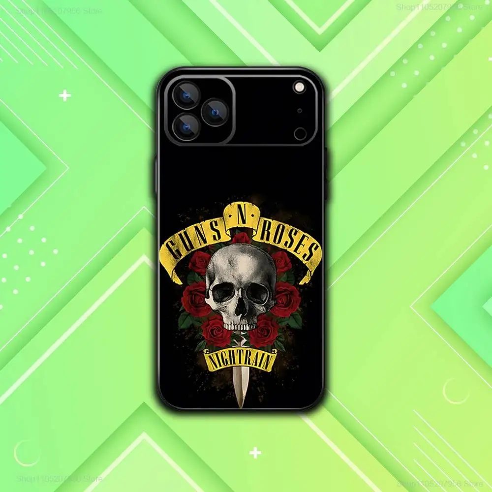 Фото G-Guns N Cool Roses для iPhone 11,12,13,14,15,16,17, Plus,E,Air,Pro,Max,Mini Черный мягкий чехол для телефона №4
