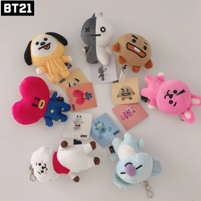 

12 см аниме периферийные приборы Bt21, плюшевая подвеска в виде сердца для девочек, милая мультяшная деталь для студентов, праздничный подарок для девушки