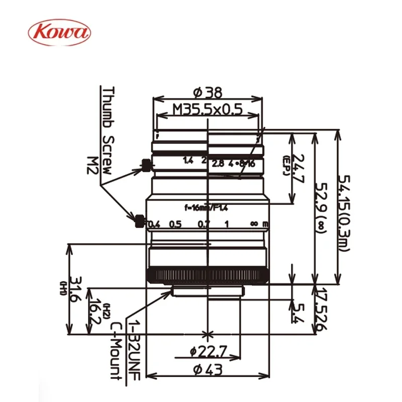 KOWA LM16HC-SW Объектив камеры IP-безопасности с высоким разрешением и низким