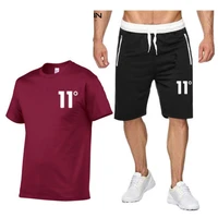 mens cotton crewneck brand t shirt and sports shorts set high quality fashion printed t shirt beach shorts summer 2022new s 2xl