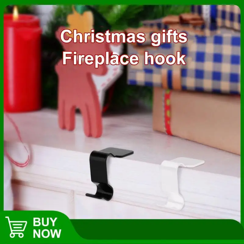 

Anti Slip Design Christmas Sock Hook Multi Purpose Christmas Fireplace Decoration Hook Iron Solid And Durable Single Hook Black