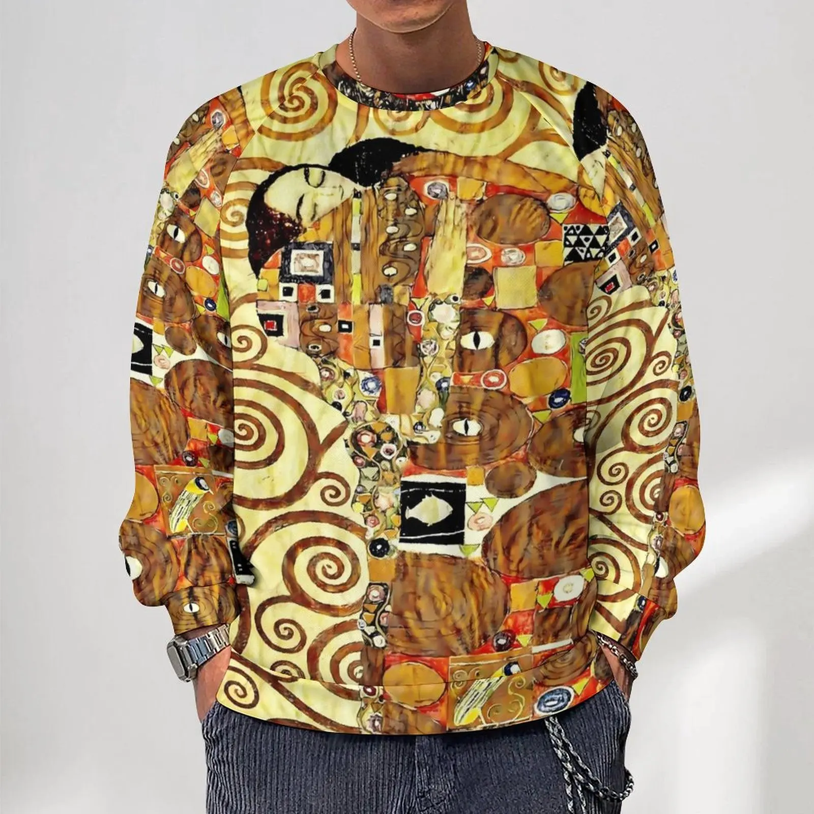 

Gustav Klimt Detail Streetwear Sweatshirts Spring The Trees of Life Harajuku Hoodies Men Oversize Street Fashion O Neck Hoodie