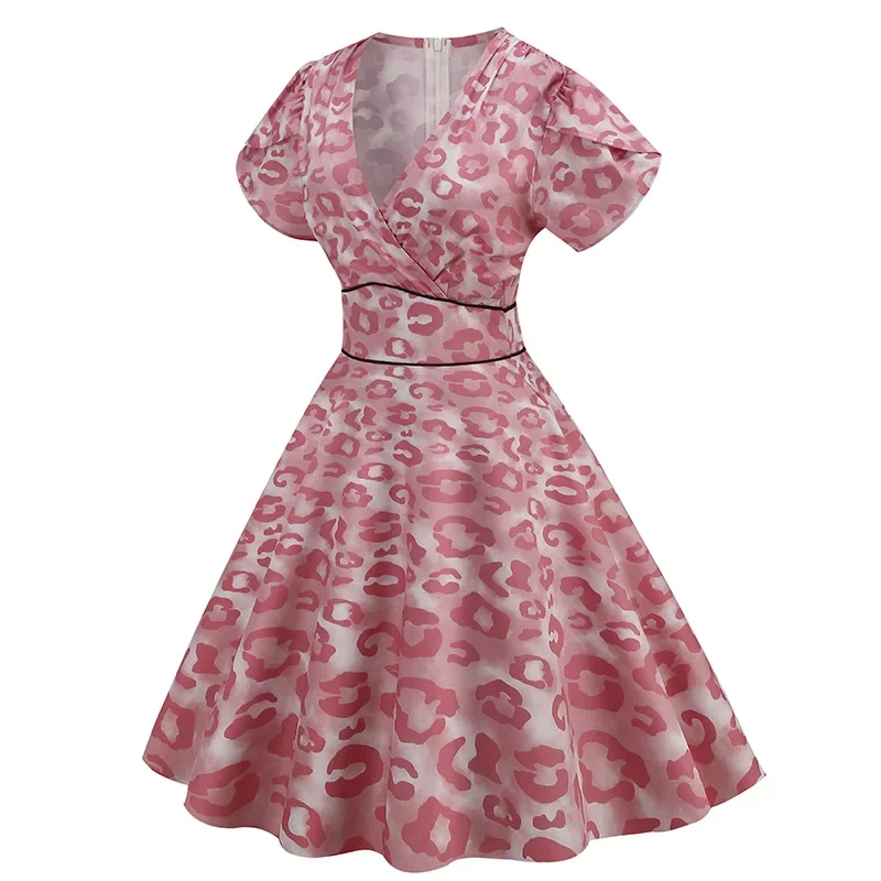 Новинка 2022 винтажная большая юбка с принтом в стиле Hebon v-образным вырезом и