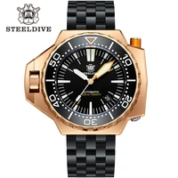 bronze mechanical watch steeldive sd1969s bidirectional bezel 120bar water resistant dive wristwatches for men swiss luminous