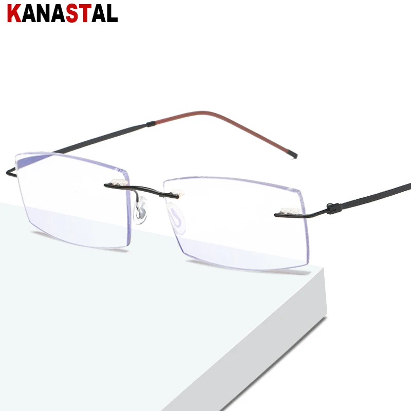 

Men Rimless Blue Light Blocking Reading Glasses Women TR90 Metal Half Eyeglasses Frame Presbyopic Eyewear UV Anti Fatigue Lens