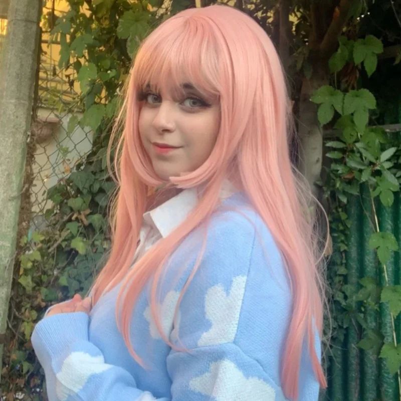 Синтетический длинный парик Houyan с прямыми волосами для косплея розового и