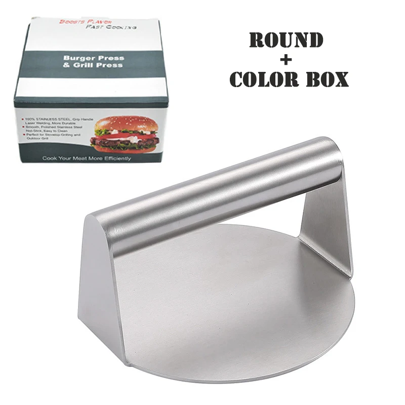 

Smash Burger Press Round Non-Stick Stainless Steel Professional Bacon Burger Smasher For Griddle Grill Cooking 5.5inch
