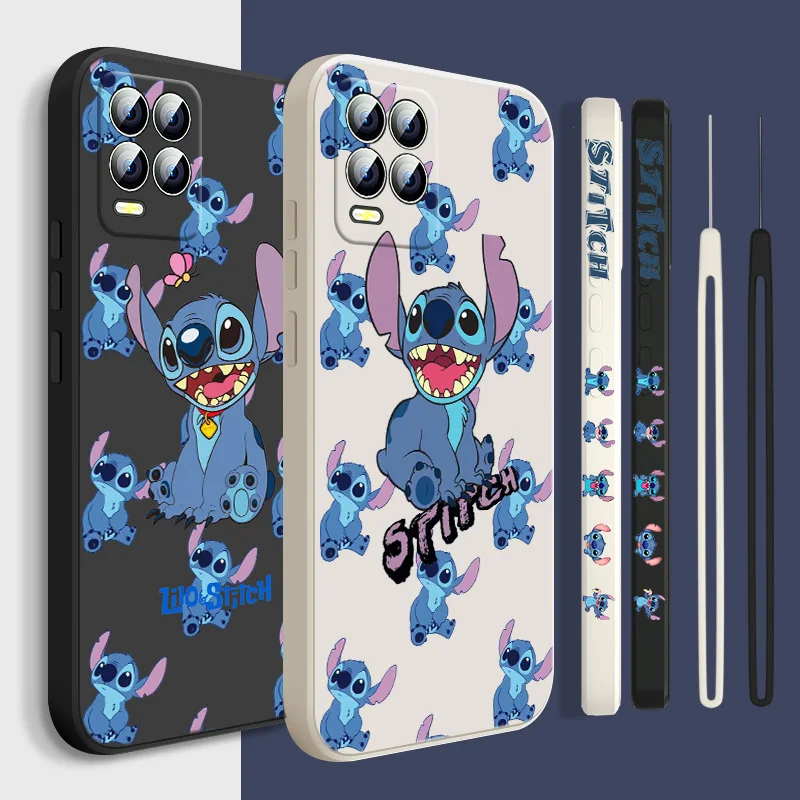 

Stitch Cute Disney Loves Phone Case For OPPO Realme C2 C11 5 5i 6 6i 6S 7 7i 8i 9i Pro Puls Liquid Left Rope Funda Cover