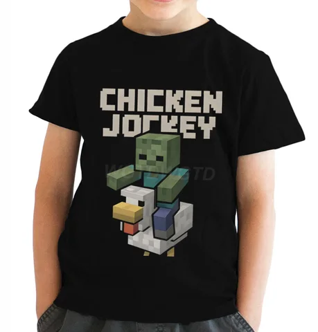Детская футболка с курицей и жокей, юмор, видеогеймер, графический наряд, футболка с короткими рукавами, летняя модная детская футболка, топы для мальчиков и девочек