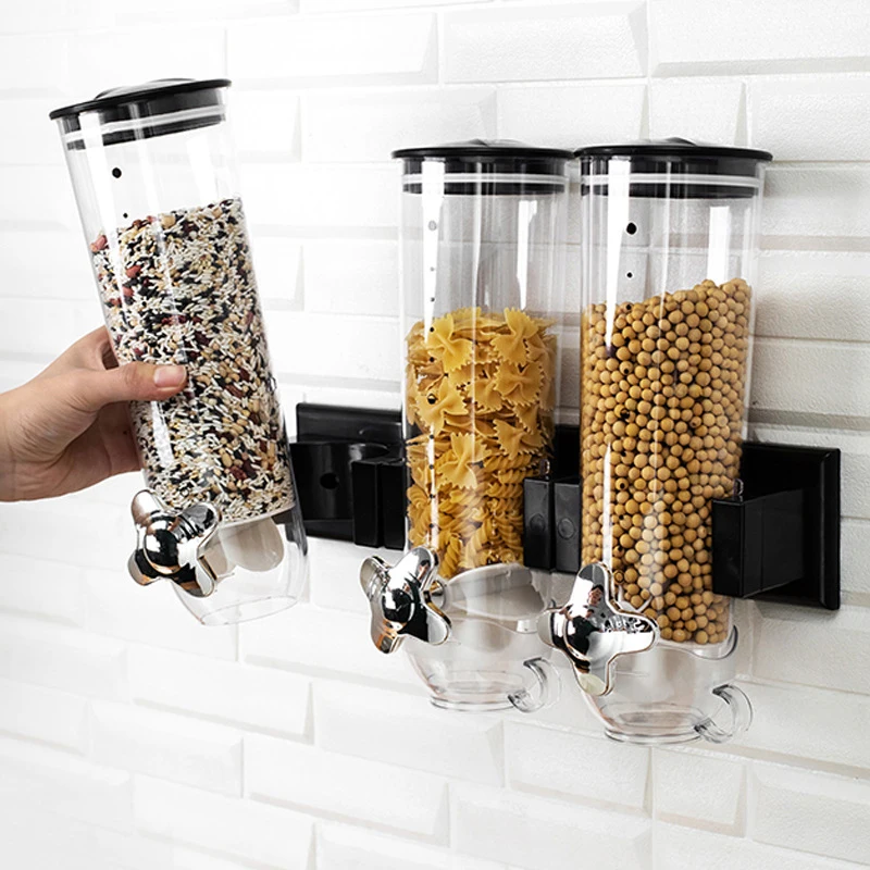 

Round Grain Dispenser Cereal Storage Double Tube Oatmeal Distributor Airtight Container Food Storage Kitchen Storage Container