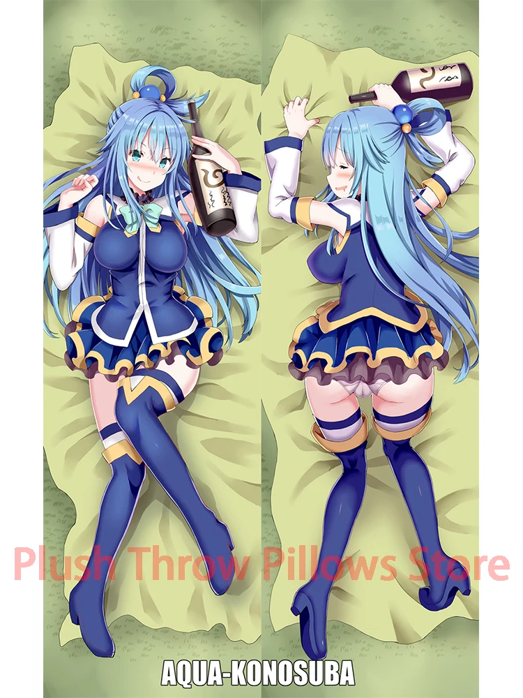 

Dakimakura anime дакимакура Подушка Dakimakura с двусторонним принтом Aqua KonoSuba в натуральную величину, наволочка для взрослых