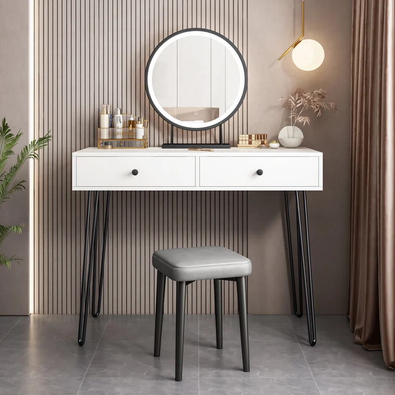

White Bedroom Make-up Dressing Room Dressing Table Woman Nordic Led Mirror Dressing Table Girl Specchiera Furniture Luxury XY50D