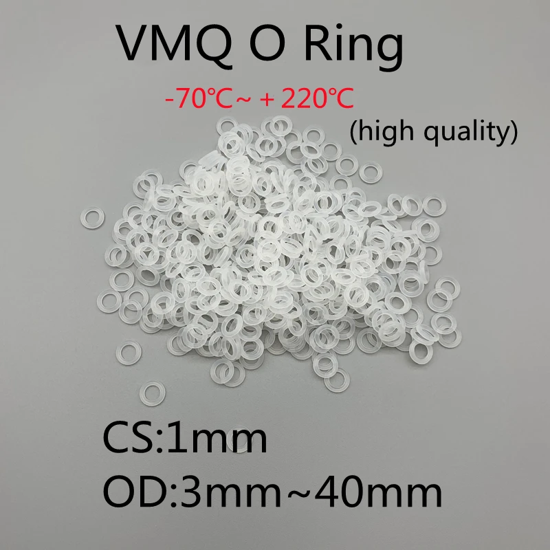 Купи 10/50pcs VMQ White Silicone Ring Gasket CS 1mm OD 3 ~ 40mm Food Grade Waterproof Washer Rubber silicone gasket rubber o-ring за 27 рублей в магазине AliExpress